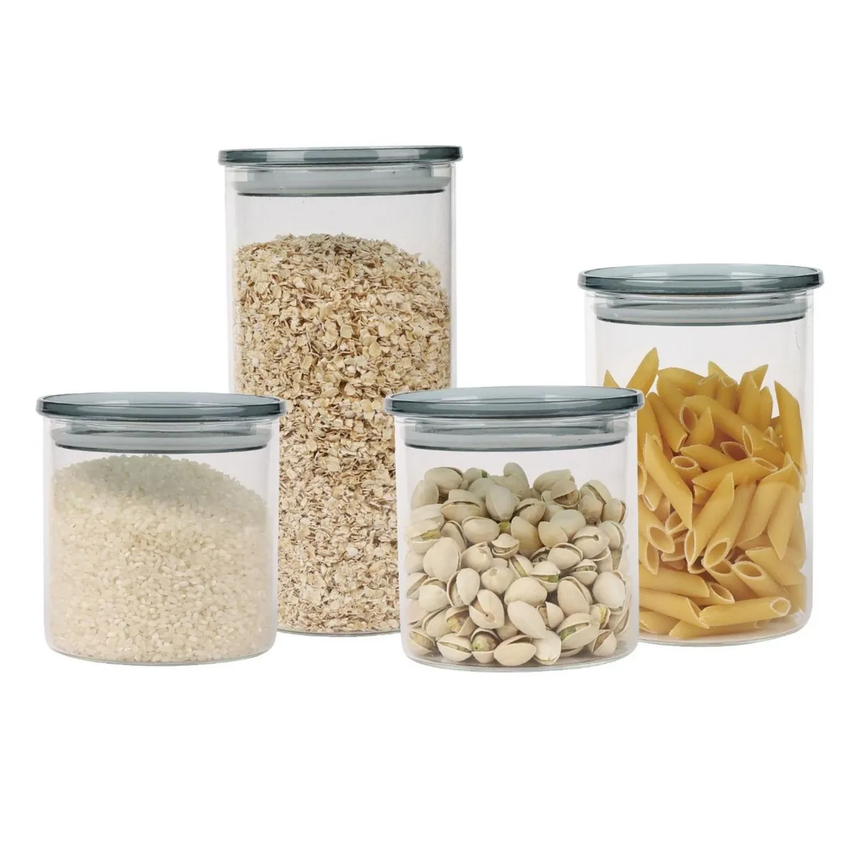 BELESSI - Set x4 Contenedores de Vidrio con Tapa