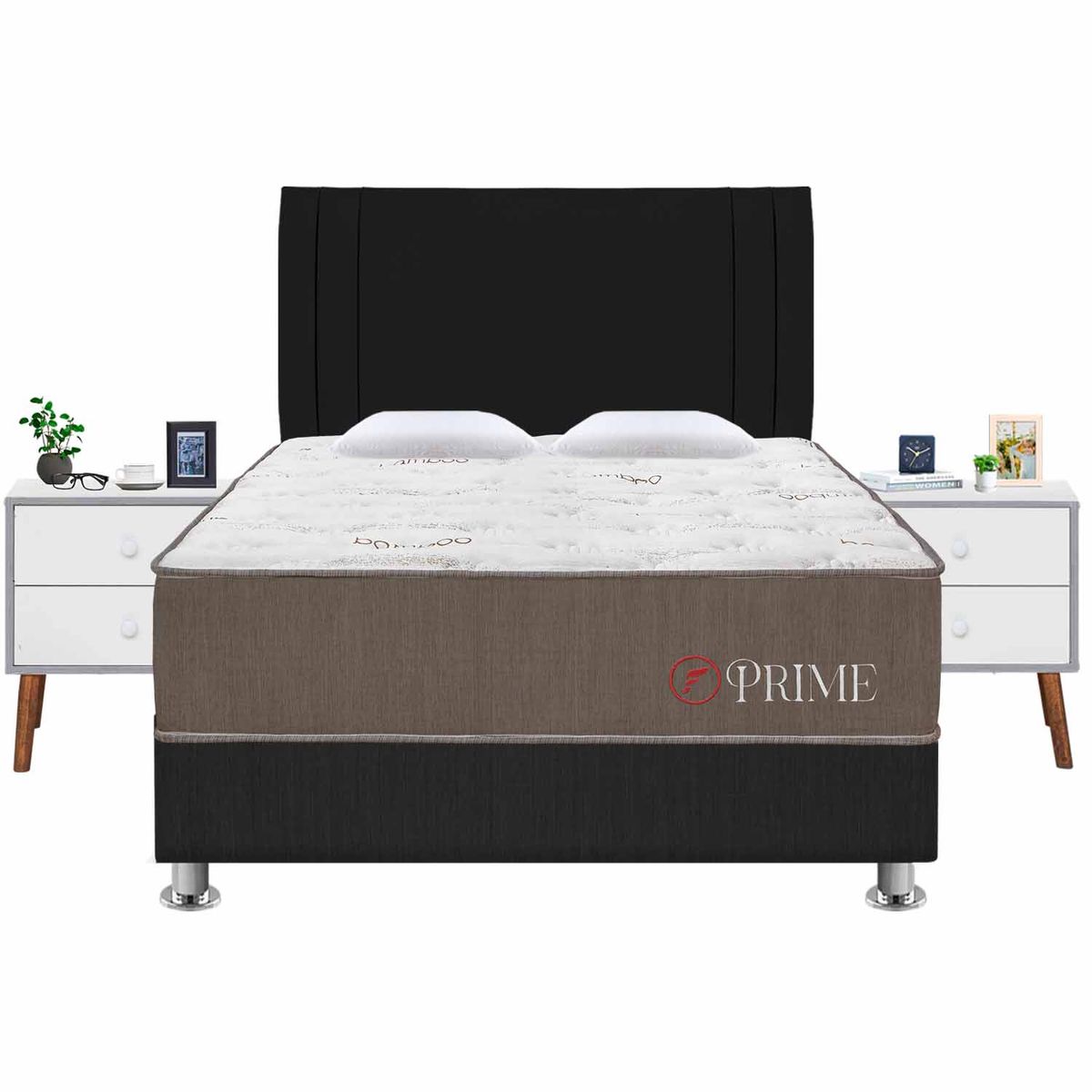 FORLI - Dormitorio Prime Gris King + 2 Veladores
