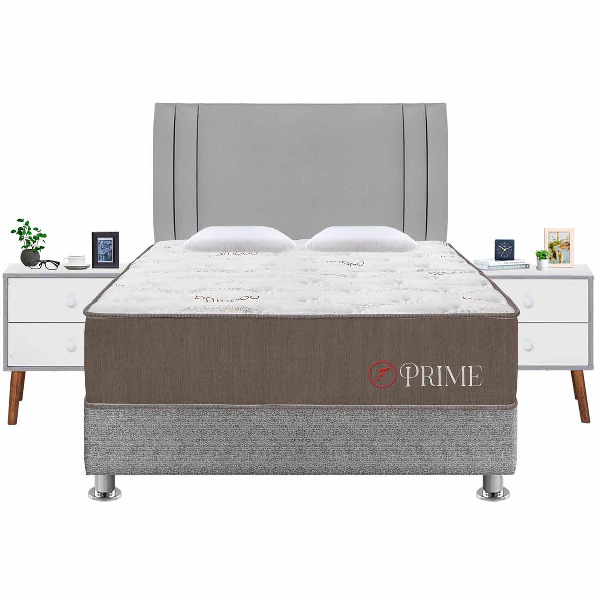FORLI - Dormitorio Prime Plata King + 2 Veladores