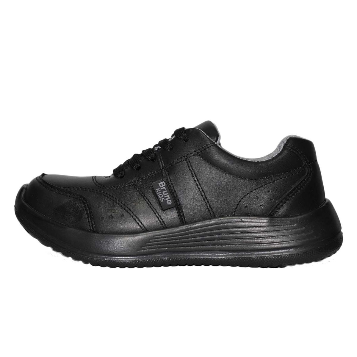 BRUNO KIDS - ZAPATILLA ESCOLAR UNISEX BRUNO KIDS DE CUERO NEGRO PASADOR