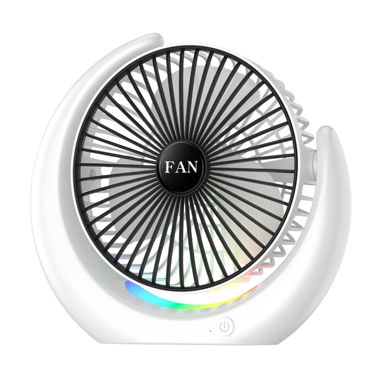 GENERICO - Ventilador de Escritorio RGB Tipo Luna Silencioso con 3 Velocidades Ajustables y Luz Ambiental