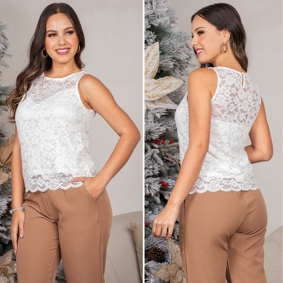 GENERICO - Blusa en Tela Encaje Guipur