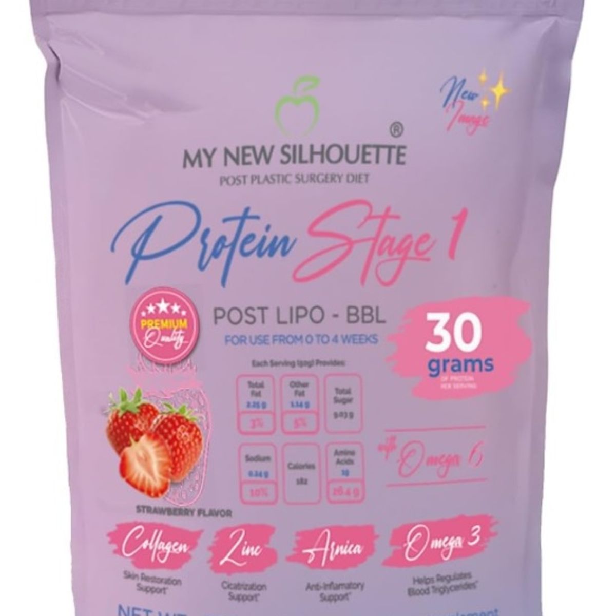 GENERICO - Proteína post- Lipo BBL Stage 1 Sabor Fresa - Mi Nueva Silueta 1 kilo