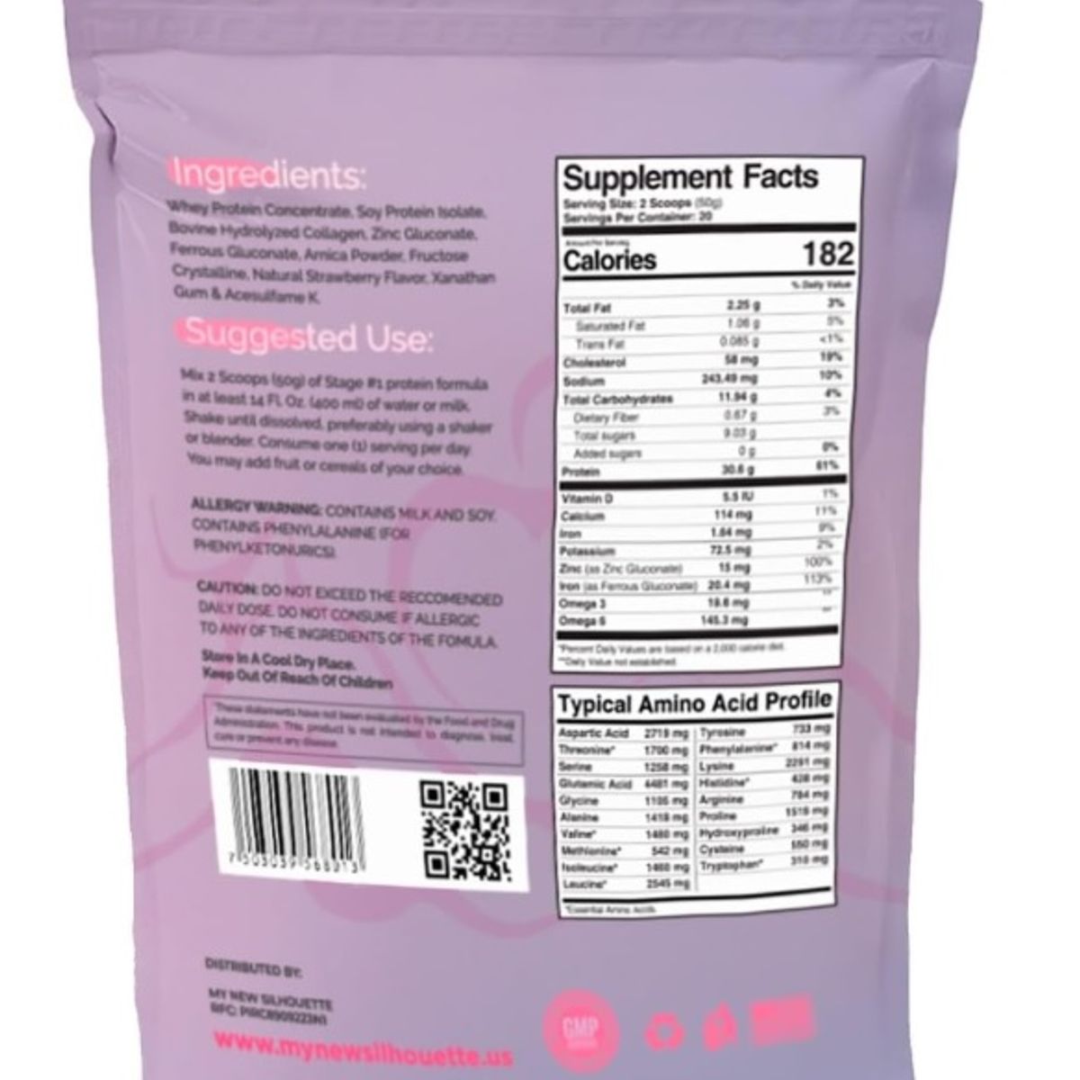 GENERICO - Proteína post- Lipo BBL Stage 1 Sabor Fresa - Mi Nueva Silueta 1 kilo