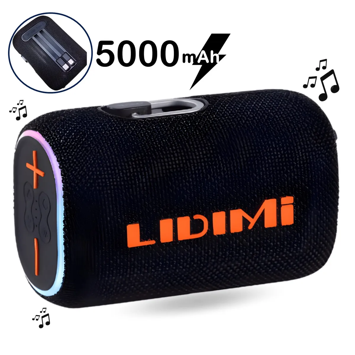 LIDIMI - Parlante Portátil LIDIMI LD-S847 Power Bank USB BT FM 5000mah