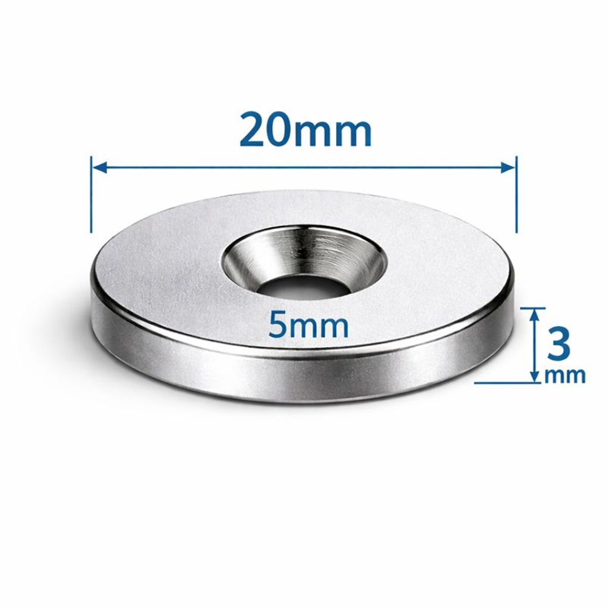Iman de Neodimio Modelo Disco 20mmx3mm orificio 5mm Pack de 5 unds, marca GENERICO - Foto 2
