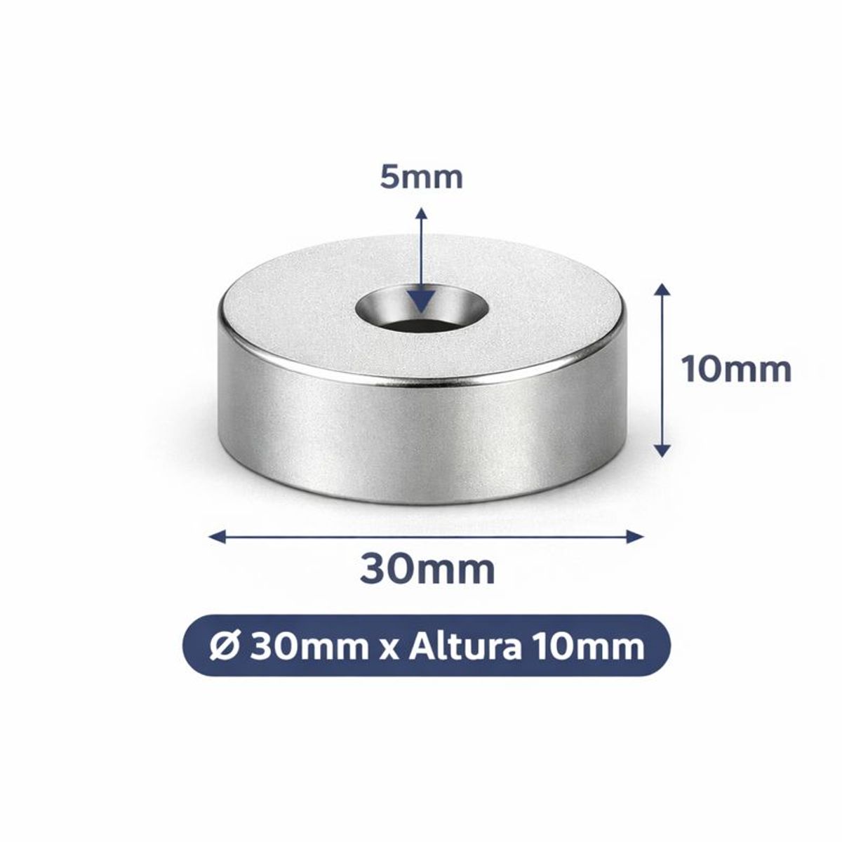 GENERICO - Iman de Neodimio Modelo Disco 30mmx10mm orificio 5mm 1 und