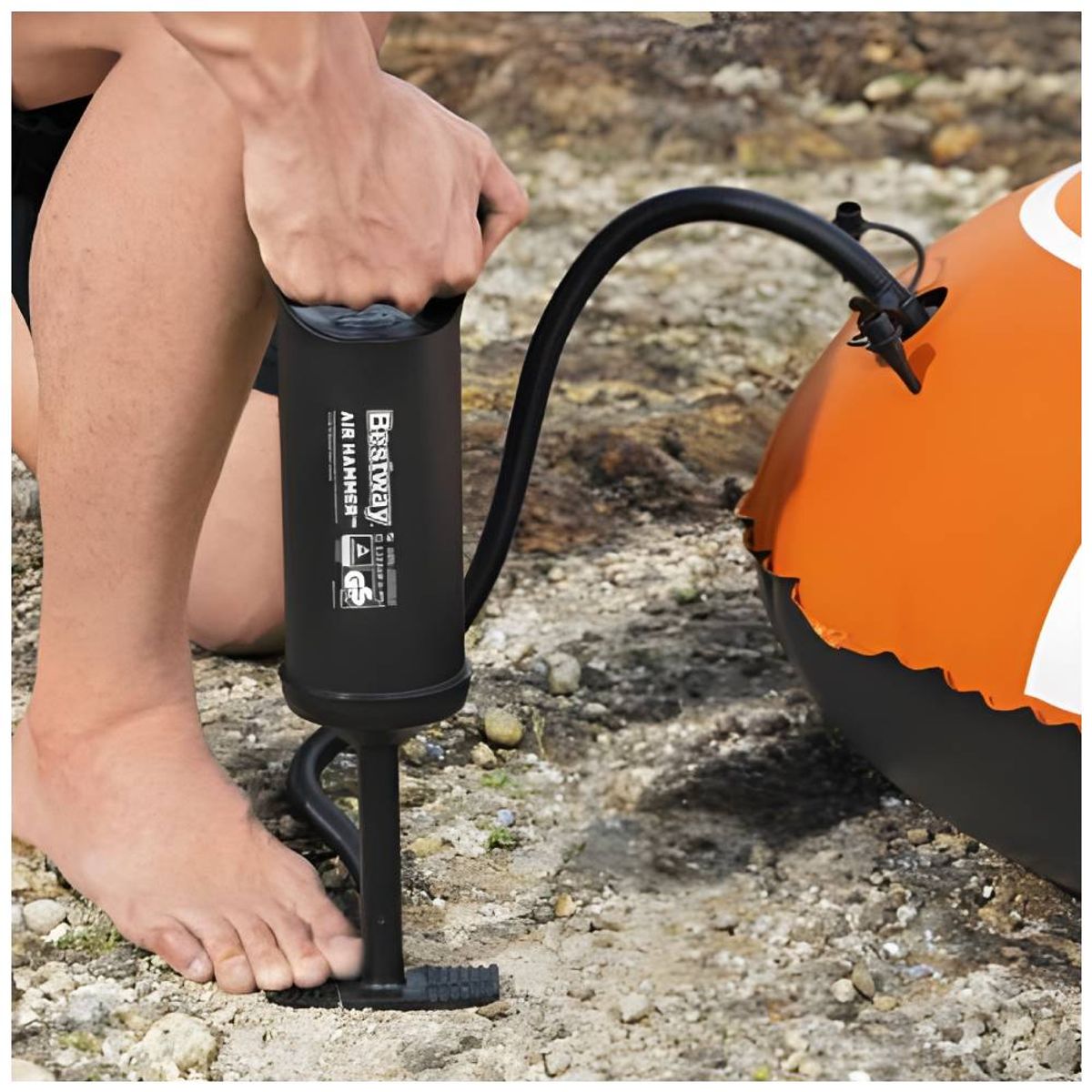 GENERICO - Inflador Manual de Aire Doble Acción para Piscinas Inflables y Colchones