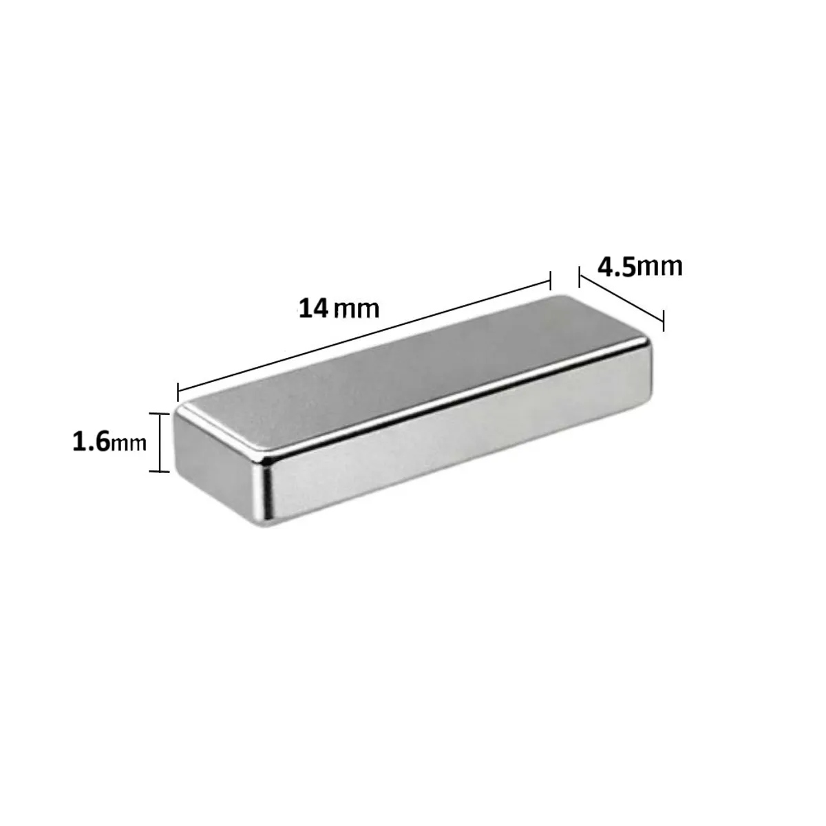 GENERICO - Iman de Neodimio Modelo Rectangular 14x4.5x1.6mm Pack 20 unds