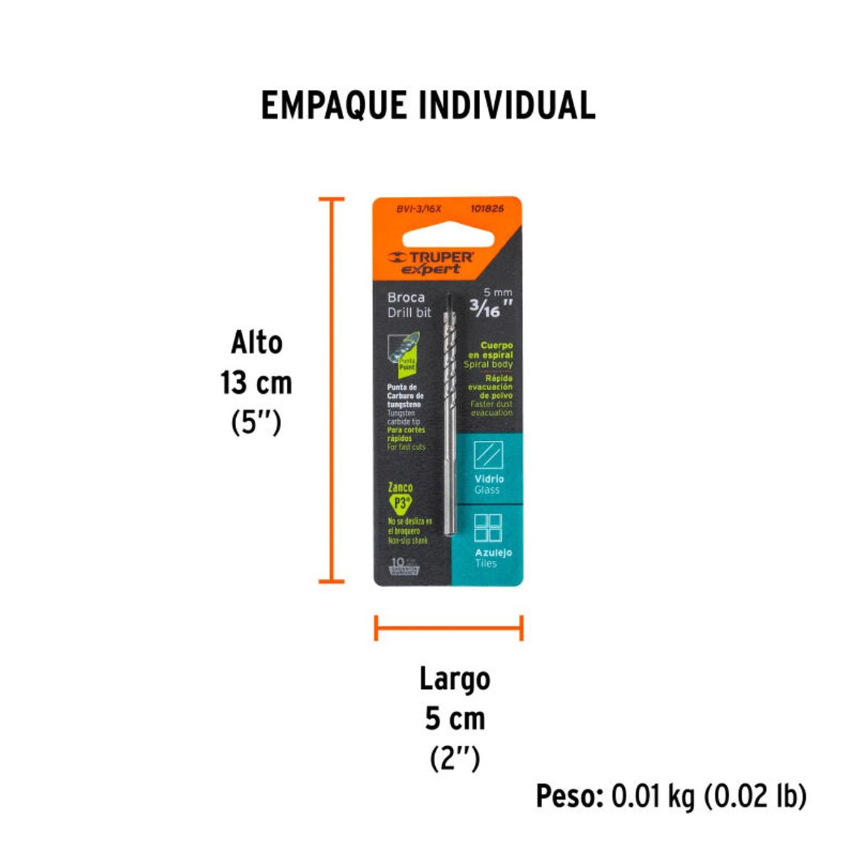 TRUPER - Broca para vidrio y azulejo 316 Truper Expert - 101826