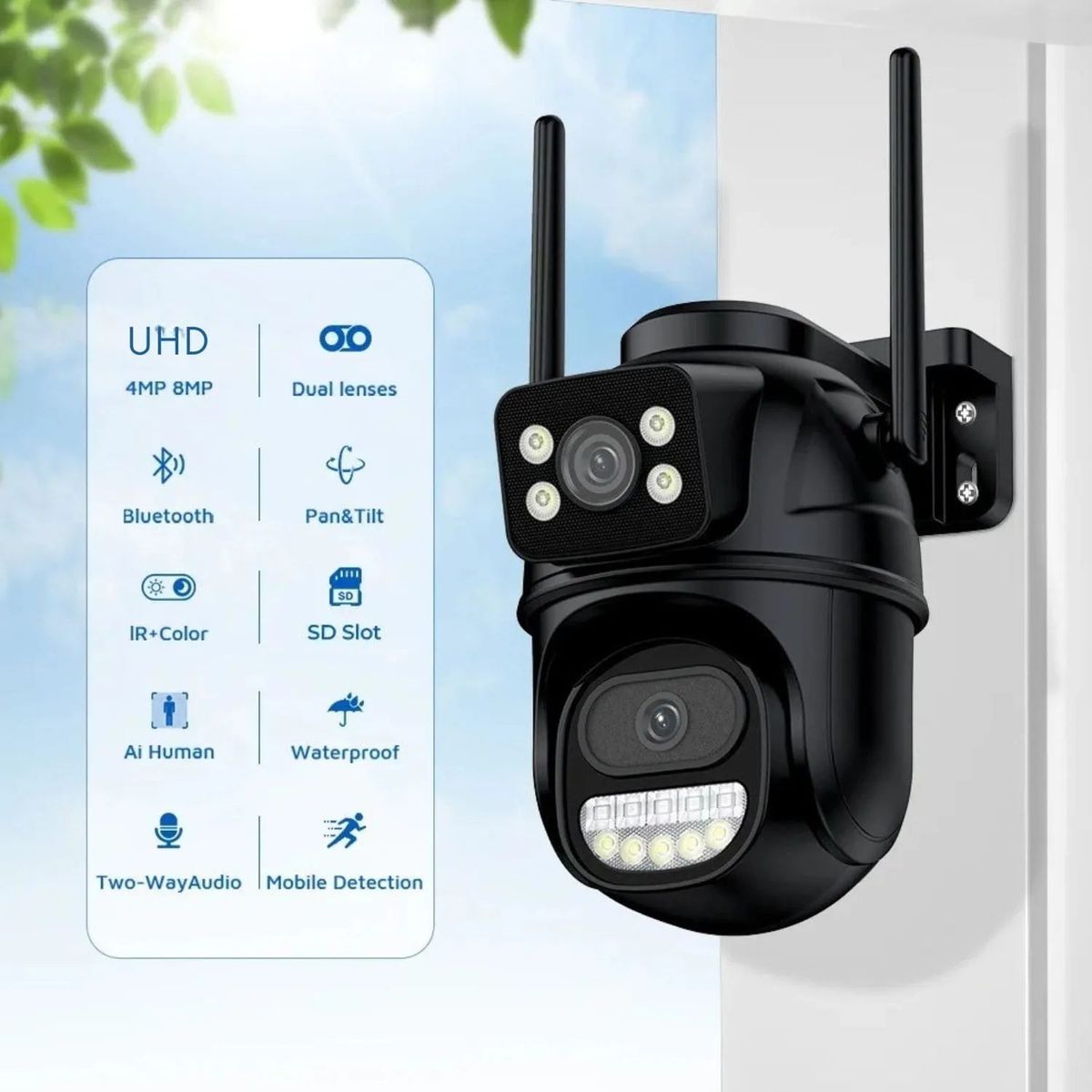 OEM - Camara de Seguridad Doble Lente Con Giro 360 PTZ