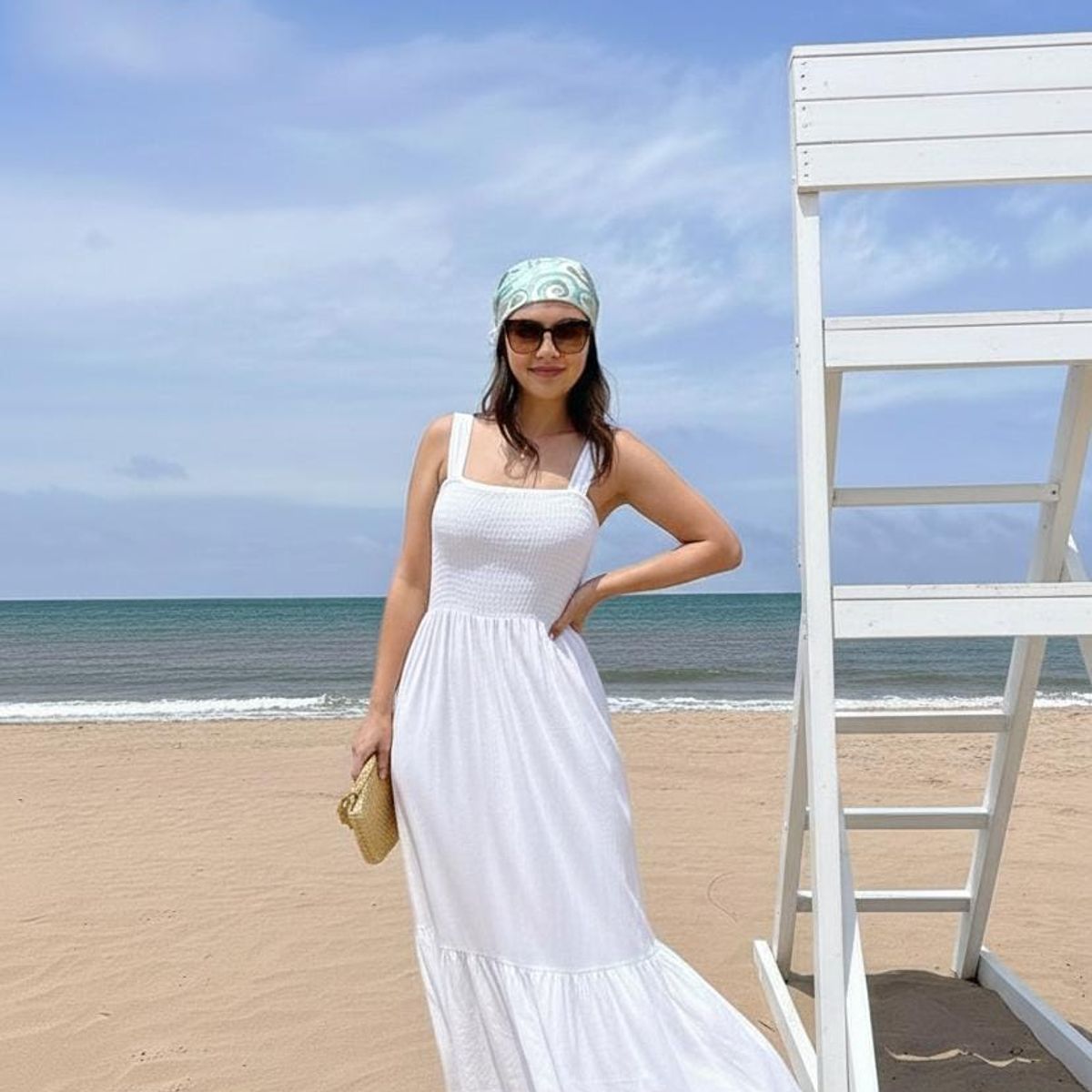 GENERICO - VESTIDO PLAYERO DE VERANO BLANCO DE MUJER