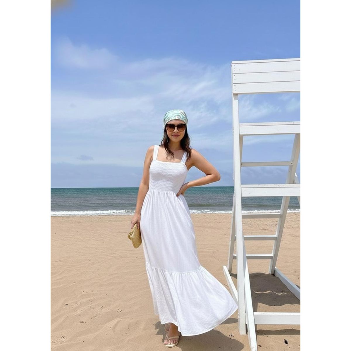 GENERICO - VESTIDO PLAYERO DE VERANO BLANCO DE MUJER