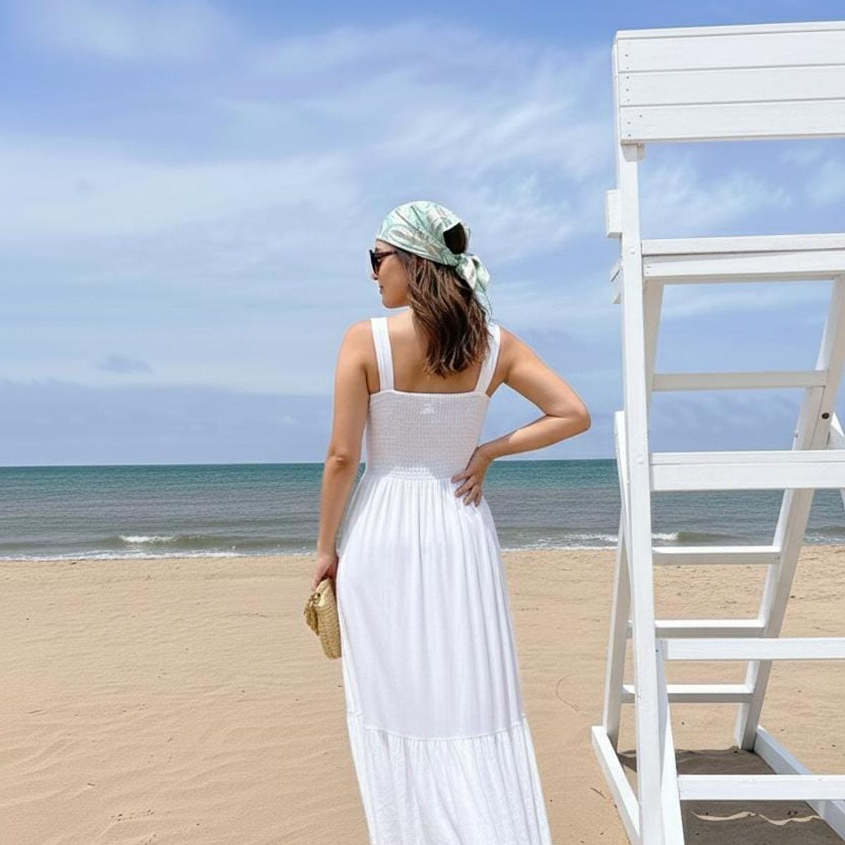 GENERICO - VESTIDO PLAYERO DE VERANO BLANCO DE MUJER