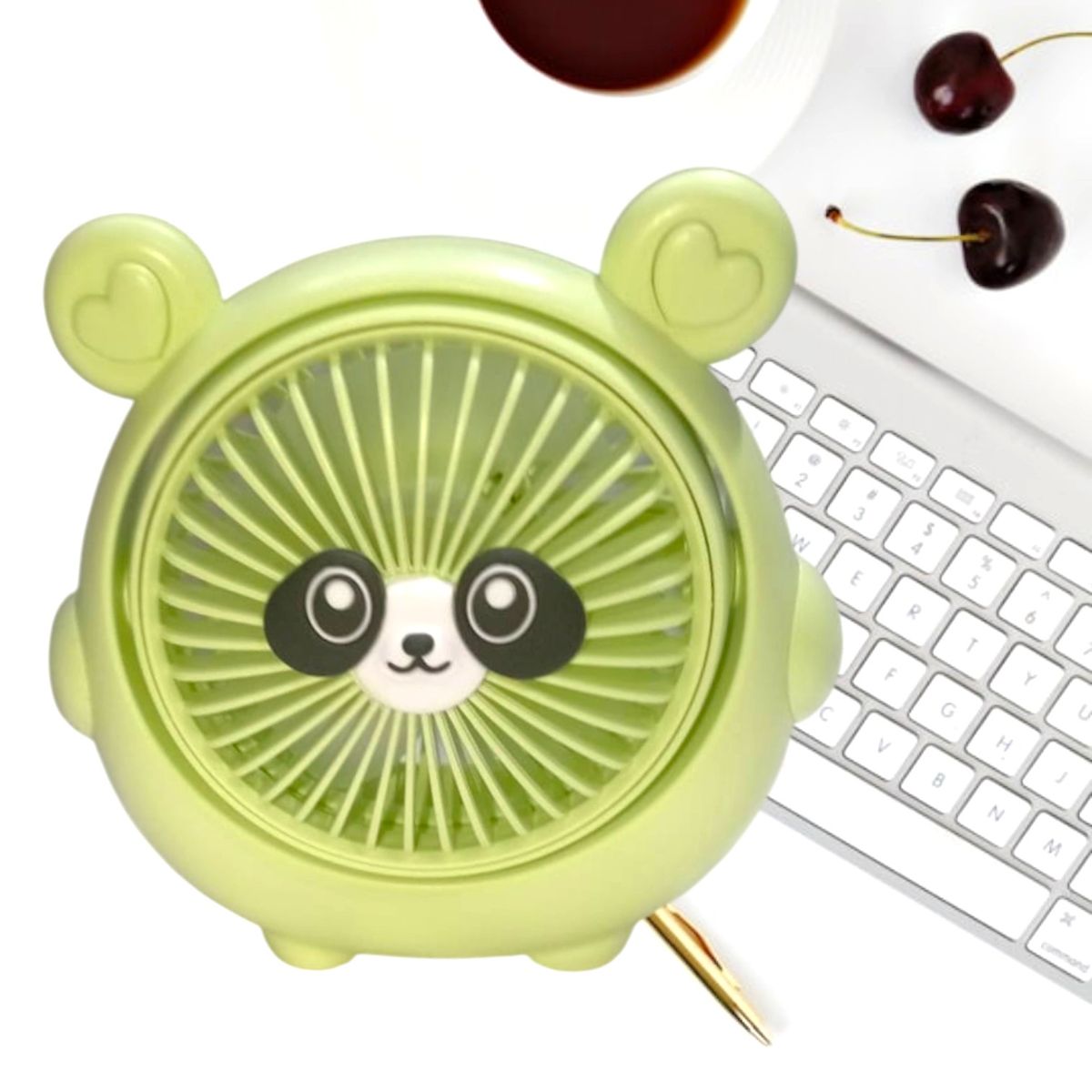 GENERICO - Mini Ventilador 3 velocidades para Escritorio Osito Verde