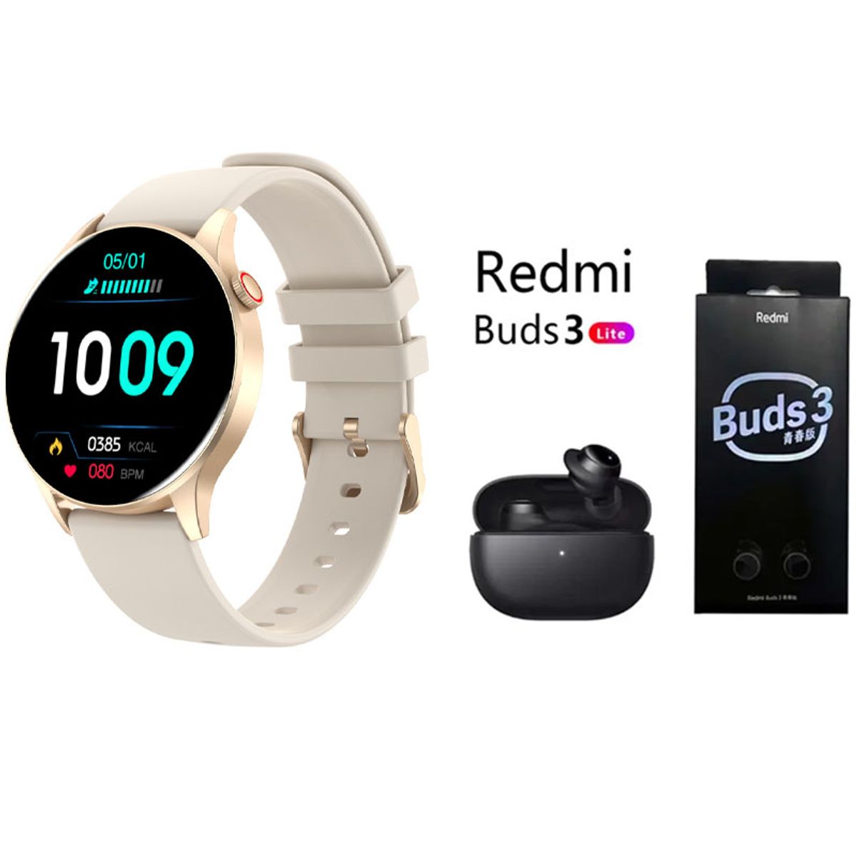 XIAOMI - Reloj inteligente deportivo Y85+Audifonos Redmi Buds3 Lite Blanquecino