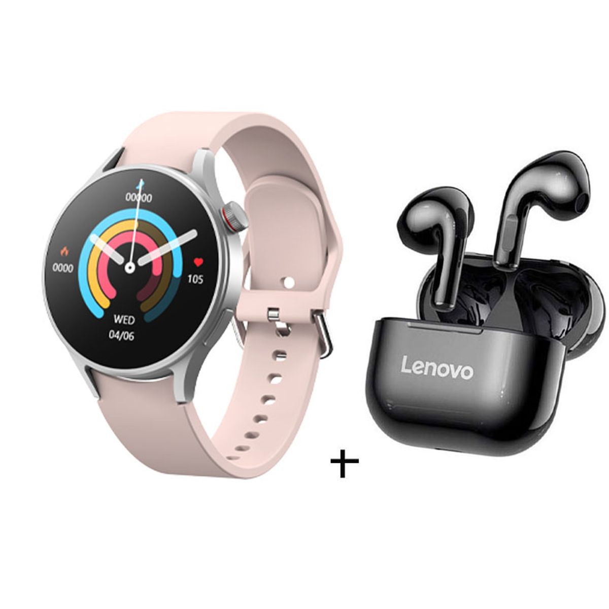 LENOVO - Reloj inteligente de moda y Lenovo LP40 Rosa