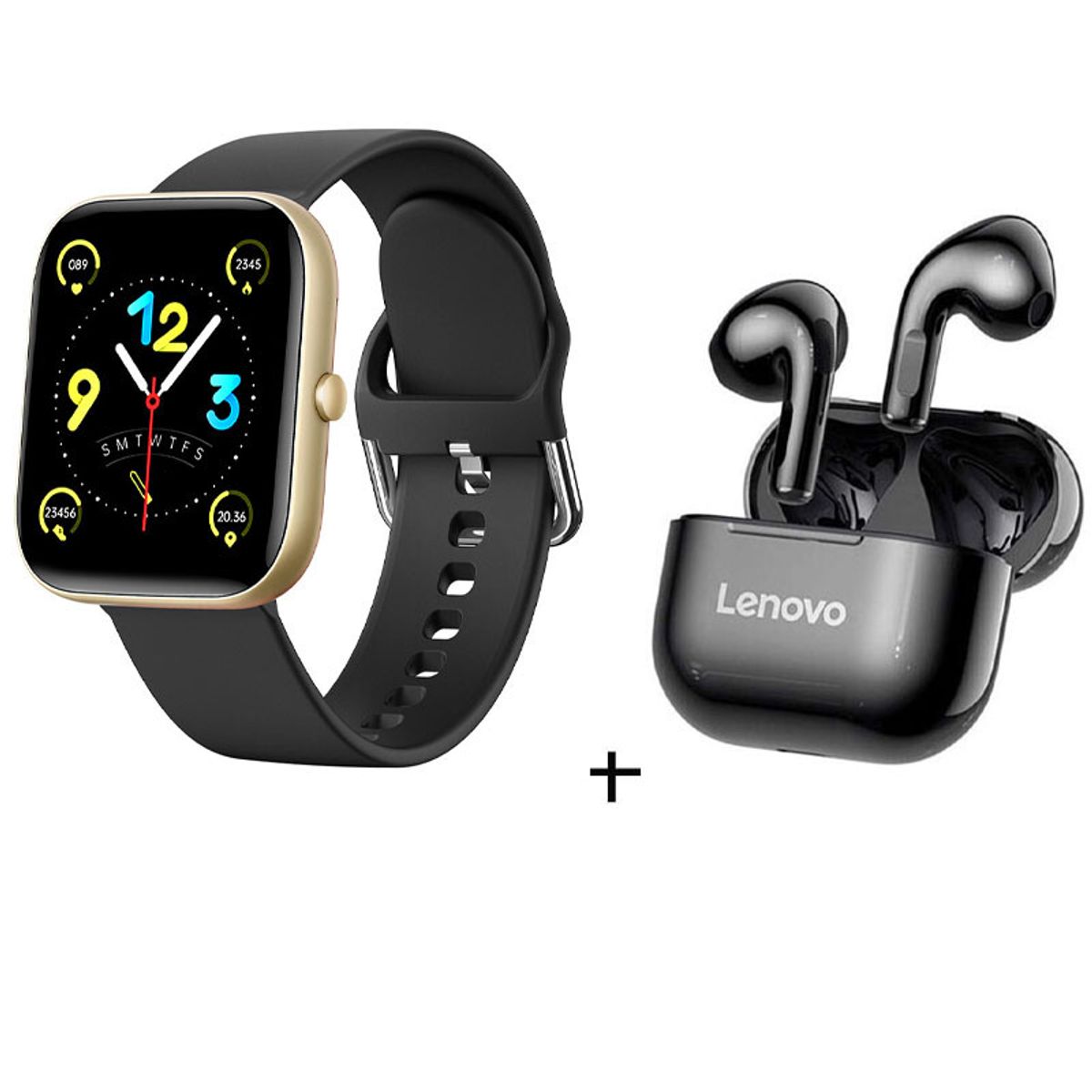 LENOVO - Audífonos Lenovo LP40 De Tws y Reloj inteligente de - Oro negro