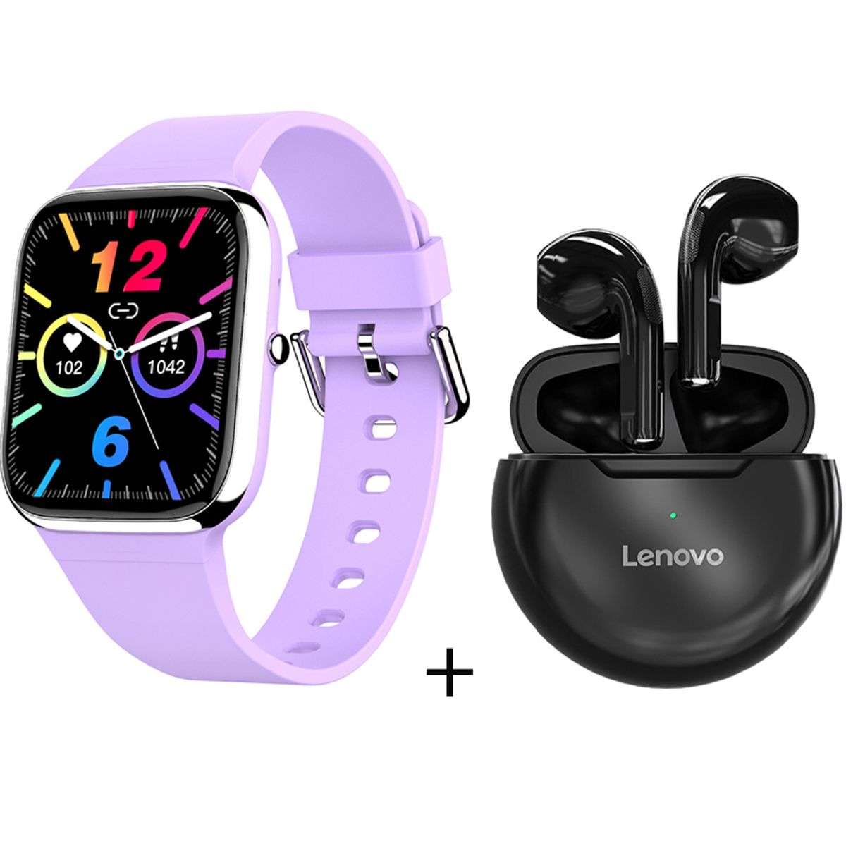 LENOVO - Y9PRO reloj inteligente deportivo púrpura + combo Lenovo ht38- Negro