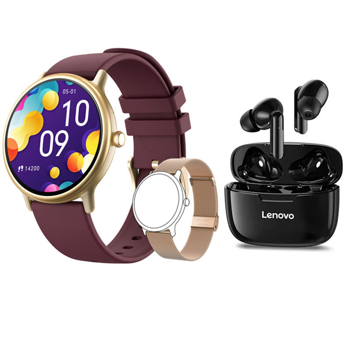 LENOVO - Reloj inteligente resistente al agua Y86 Rojo + combo lenovo XT90