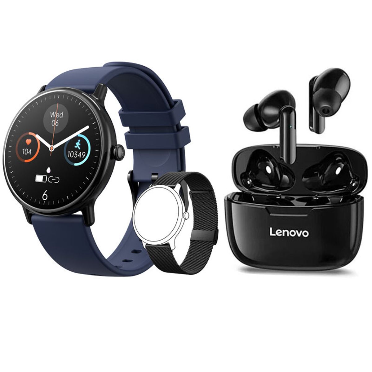 LENOVO - Reloj inteligente resistente al agua Y86 azul + combo lenovo XT90