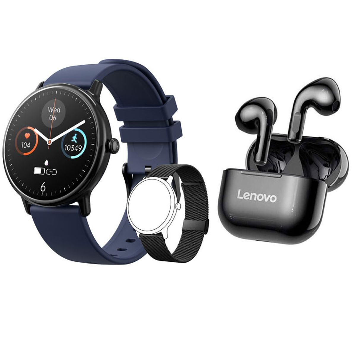 LENOVO - Reloj inteligente resistente al agua Y86 azul + combo lenovo lp40