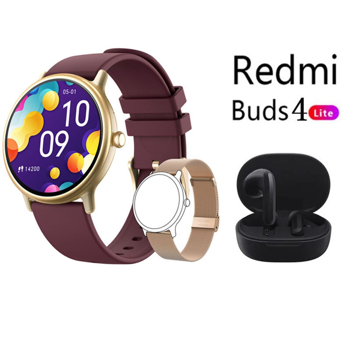 XIAOMI - Reloj inteligente Y86 Rojo + Xiaomi Redmi Buds 4 Lite Negro
