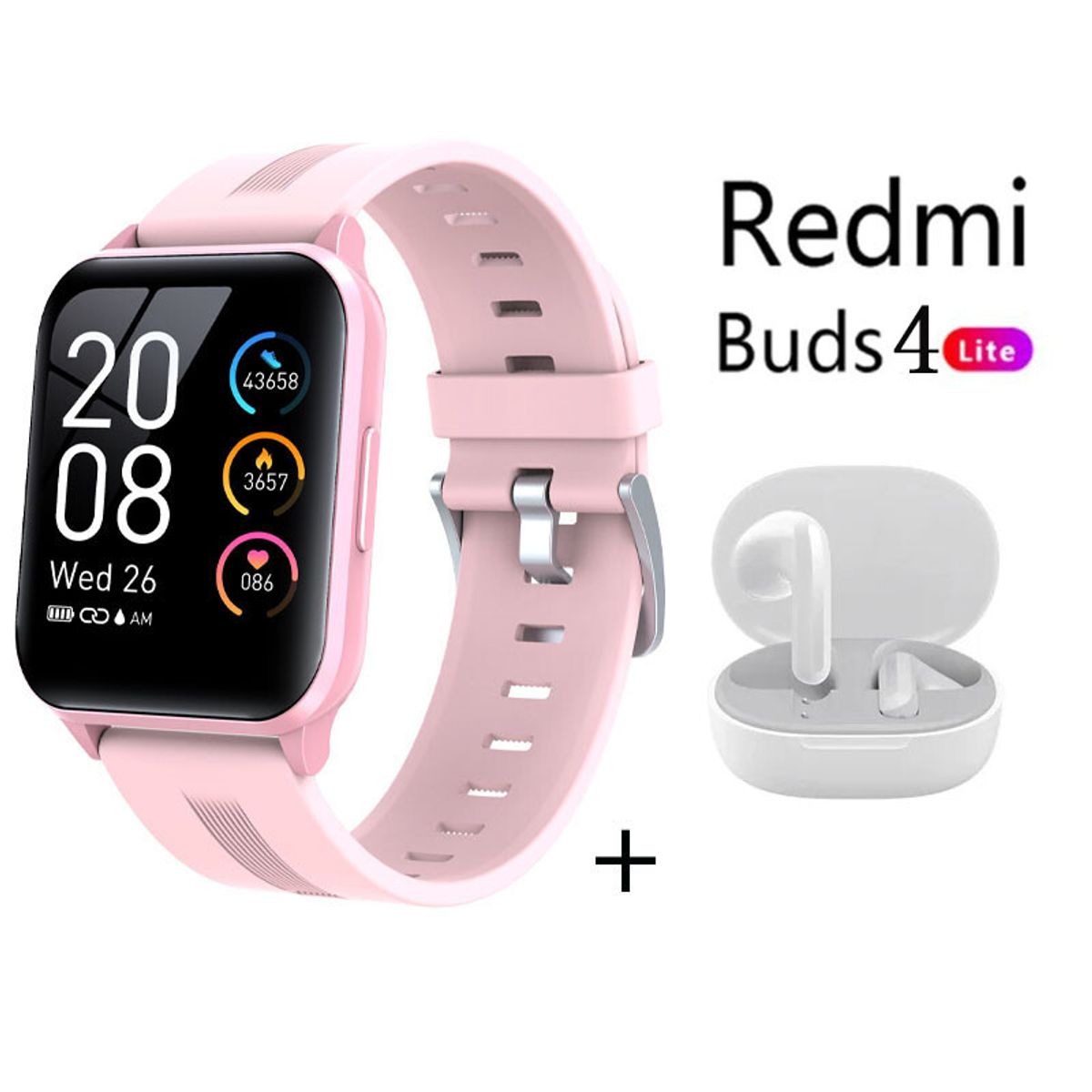 XIAOMI - Y79 reloj inteligente deportivo Rosado + Redmi Buds 4 Lite - Blanco