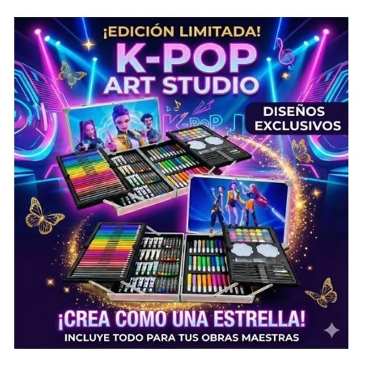 GENERICO - Set Arte Maleta de Aluminio GUERRERAS KPOP -GENERICO