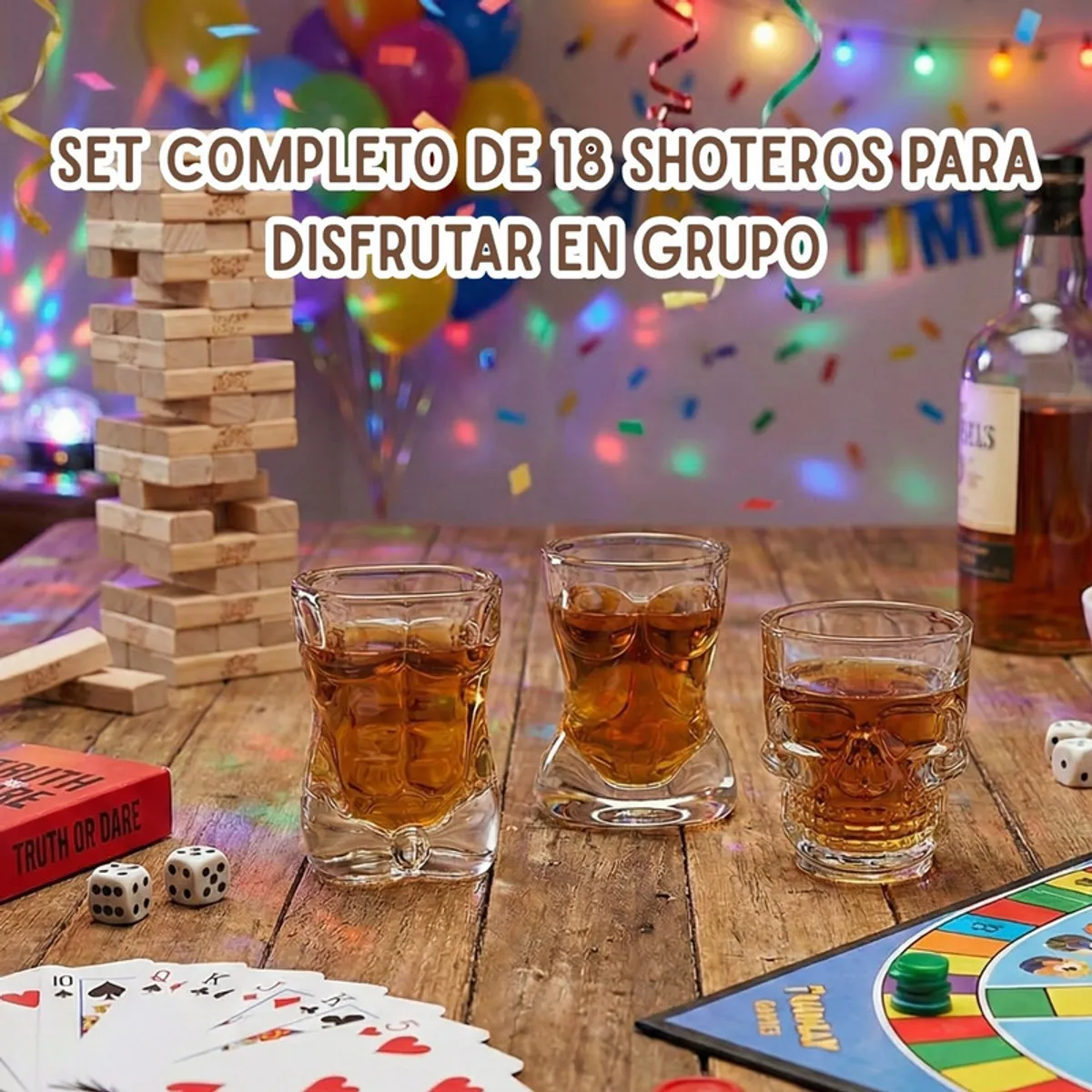 Pentha - Vasos Shot de Vidrio con Diseños Originales Set x18