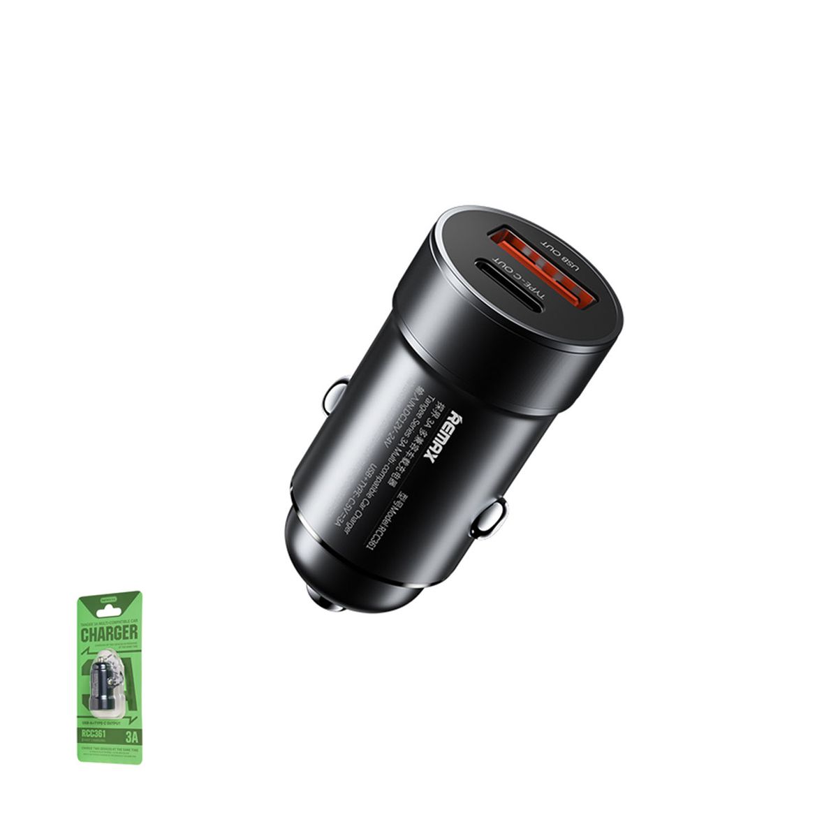 XIAOMI - Cargador para auto Remax RCC361 Negro 3A