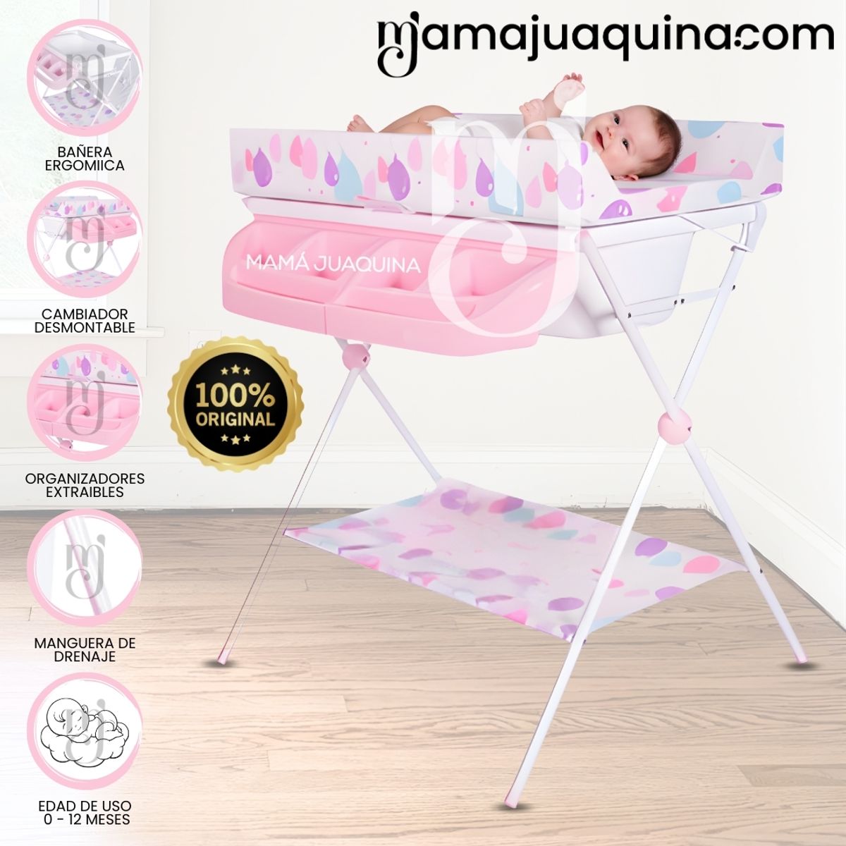 Baby - Bañera Cambiador «EILLEEN» Edición Limitada Dark Pink