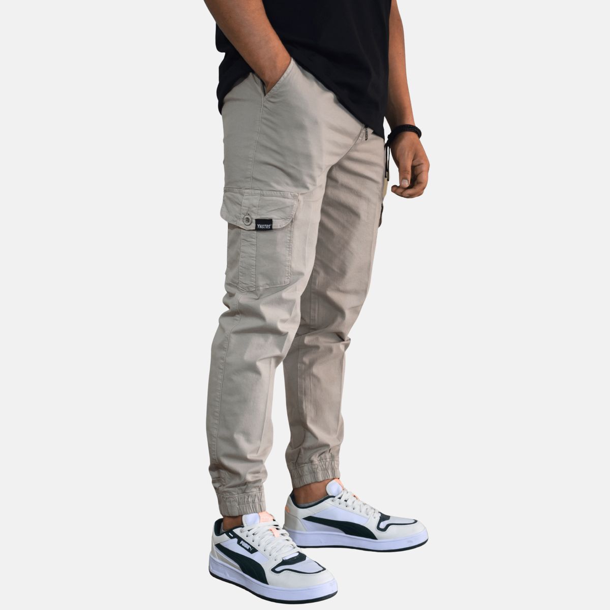 YONISTERS CLOTHING - Jogger Cargo Urbano Hombre Drill Semipitillo Yonisters Clothing Blanco