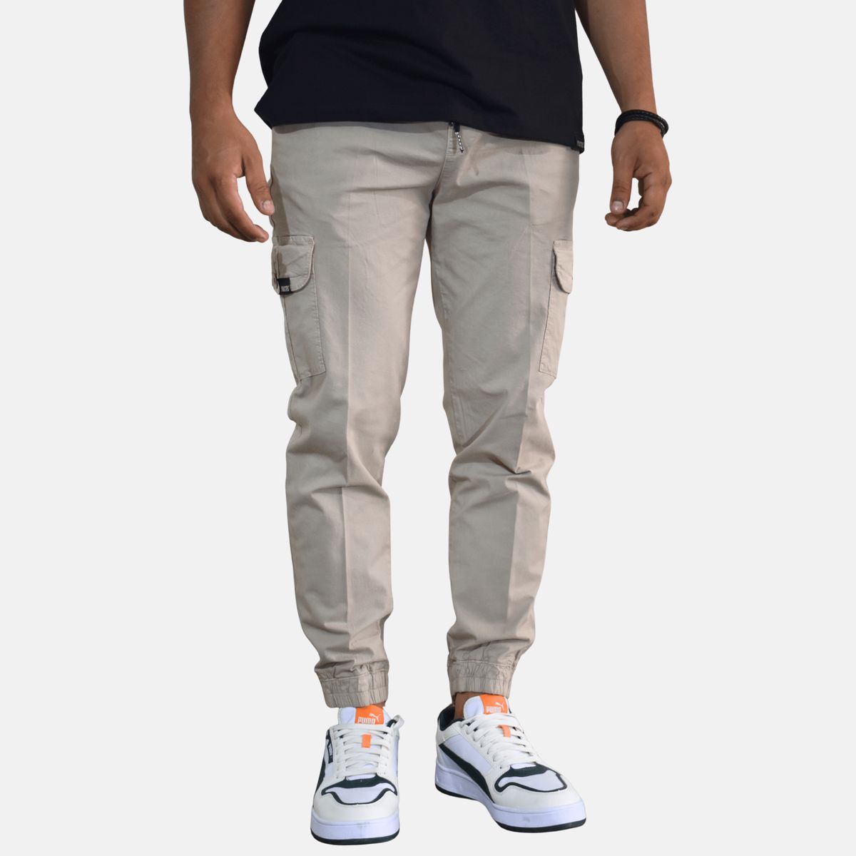 YONISTERS CLOTHING - Jogger Cargo Urbano Hombre Drill Semipitillo Yonisters Clothing Blanco