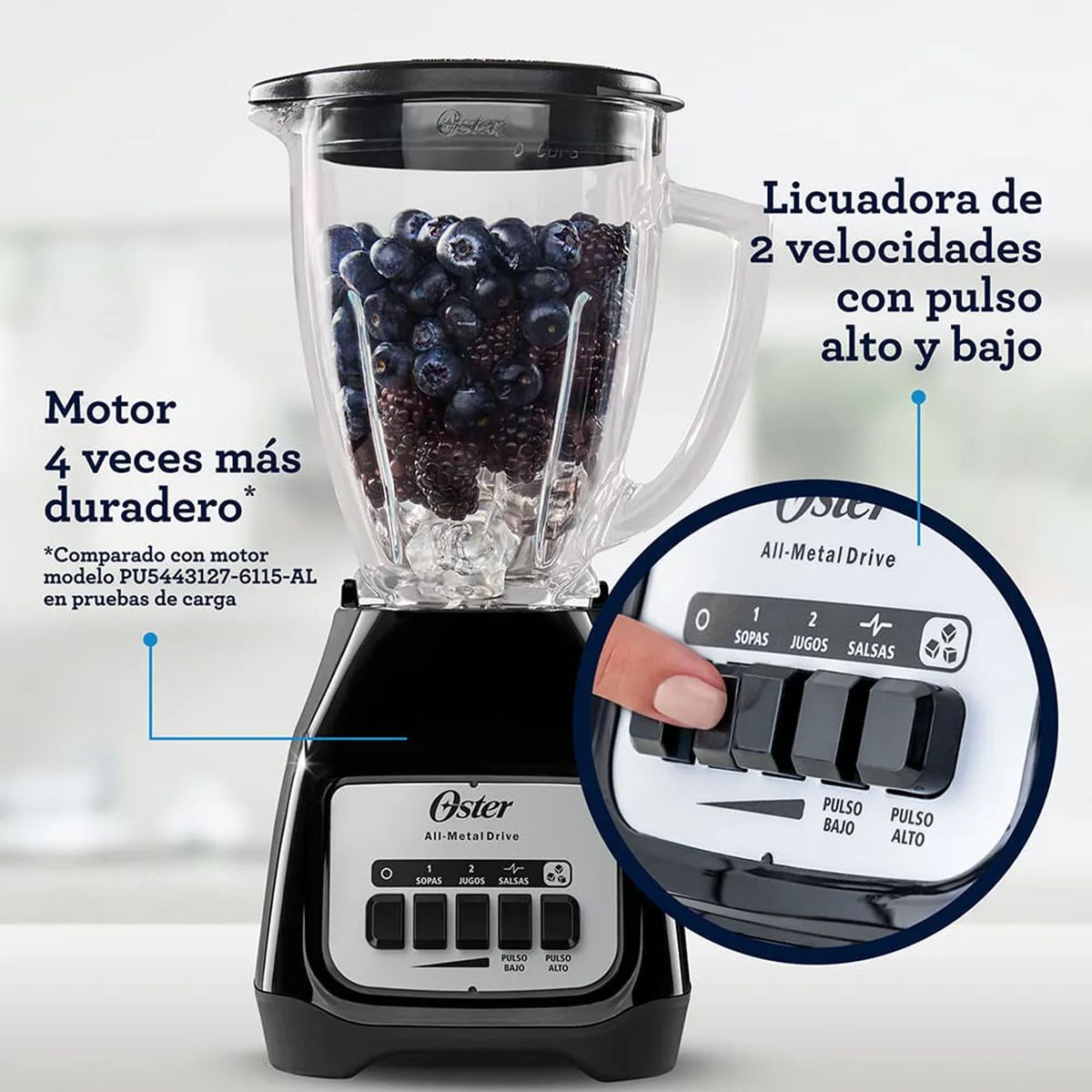 OSTER - Licuadora Oster 2 Velocidades 550w Blstkagbpb Negro Negro