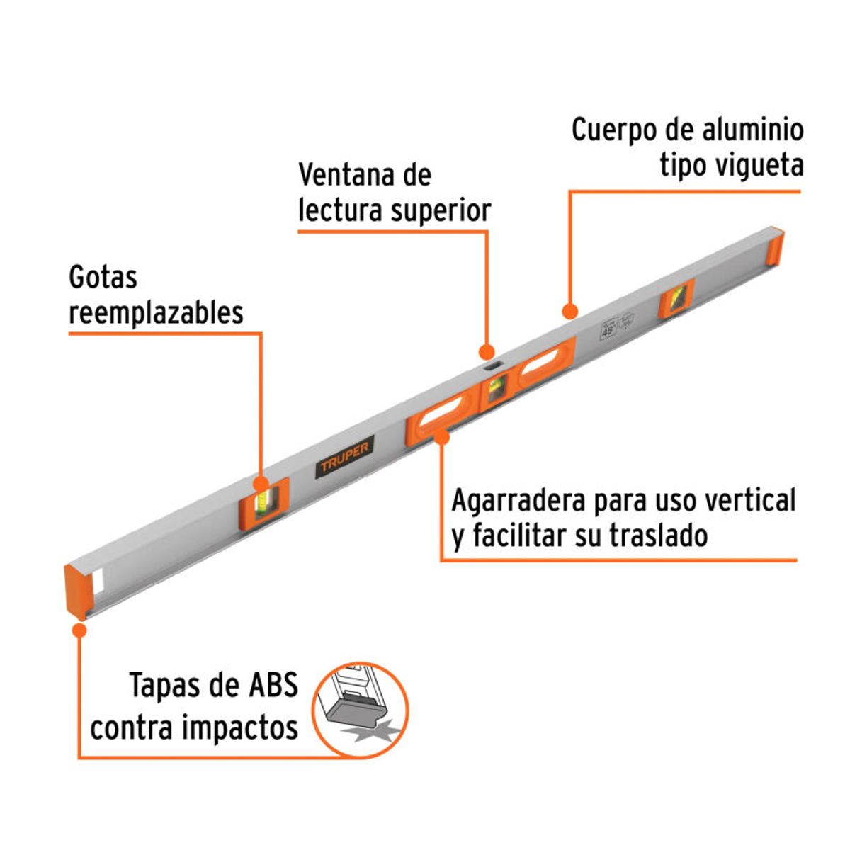 TRUPER - Nivel profesional de 36 con protección de ABS Truper - 17038