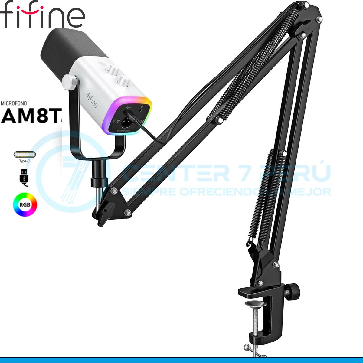 FIFINE - Micrófono Fifine AM8T WHITE con Brazo