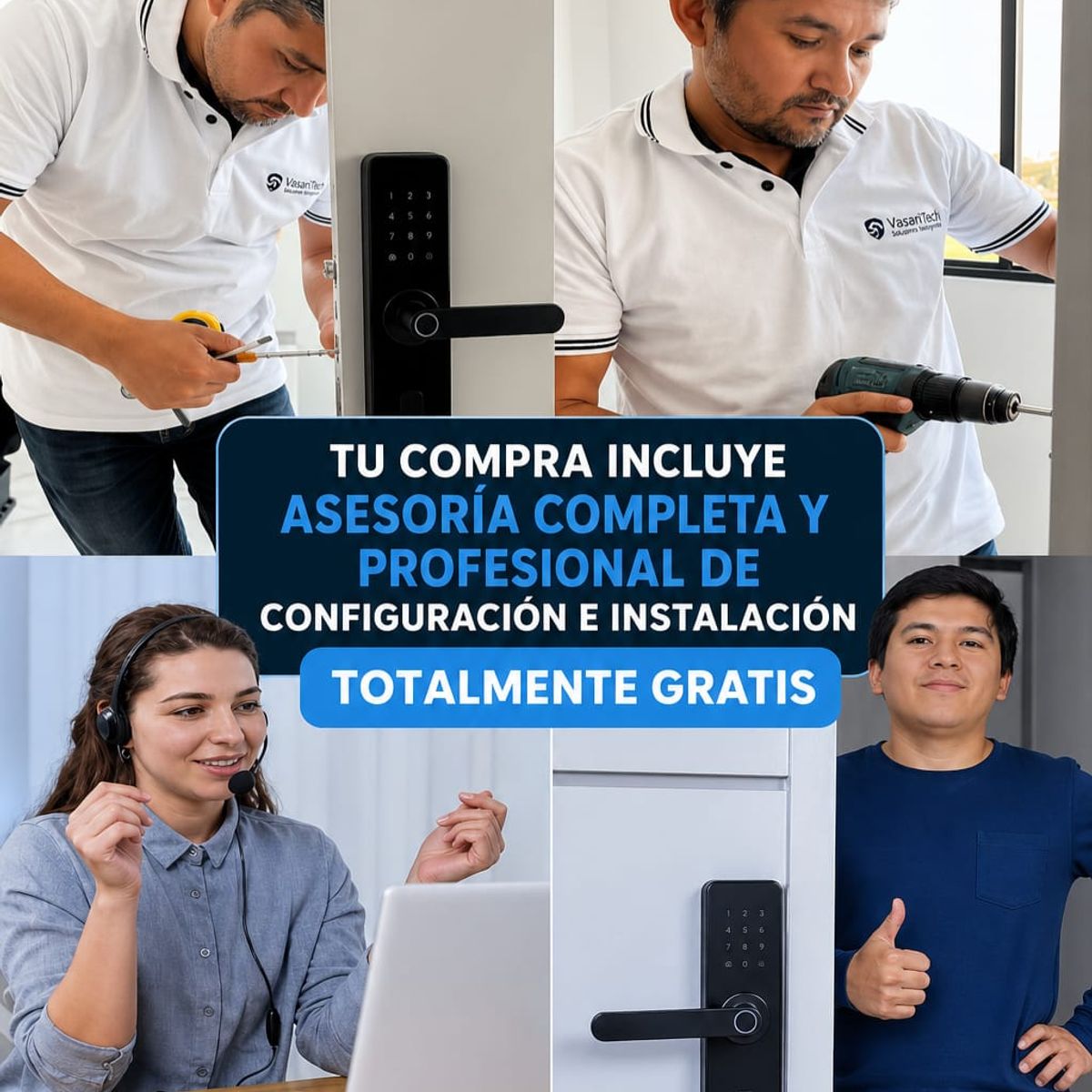 VLASS TECH - Cerradura Inteligente Digital con Reconocimiento facial y Videoportero s18+asesoria de instalación