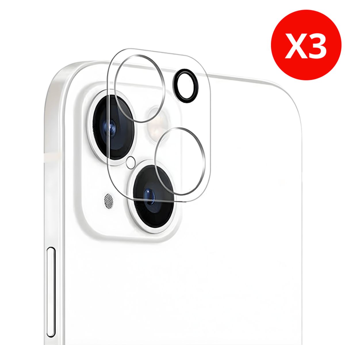 SHIELD - Pack x3 Mica Protector de Cámara Marco Transparente para iPhone 14 Plus
