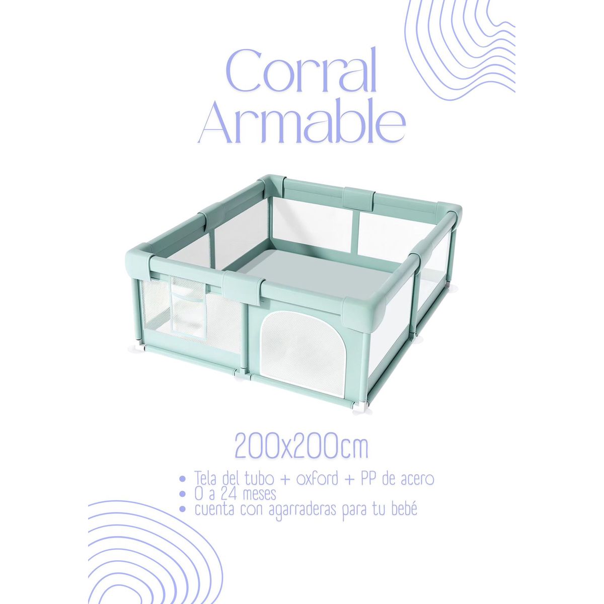 GENERICO - Corral Armable 200x200cm - COLOR VERDE