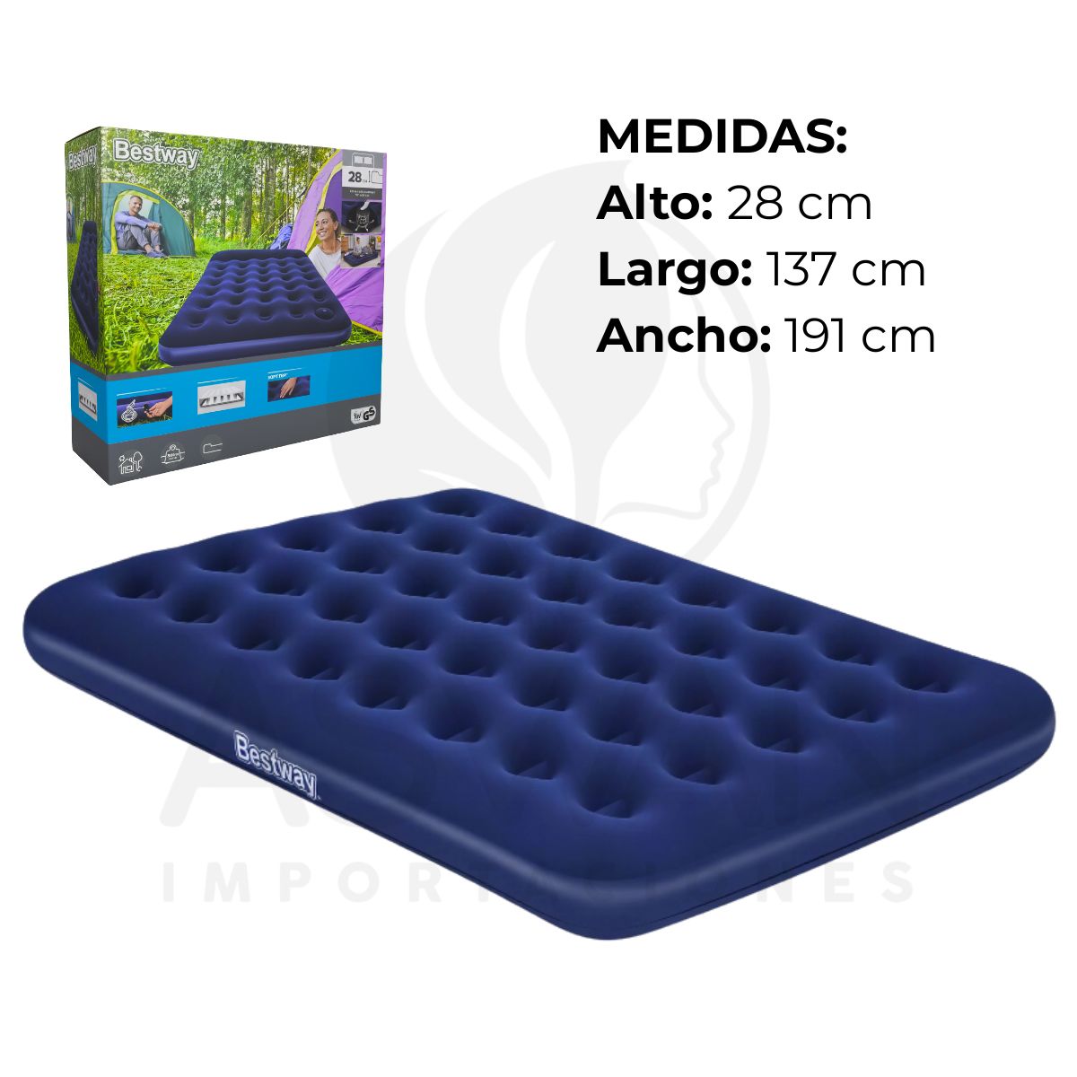 Colchón Inflable 2 Plazas con Inflador de Pie - BESTWAY, marca GENERICO - Foto 2
