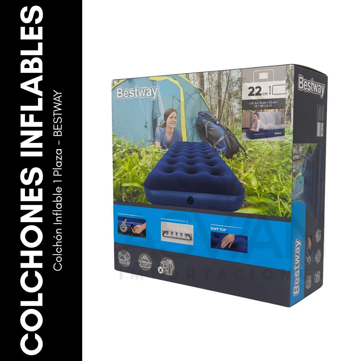 GENERICO - Colchón Inflable 1 Plaza - BESTWAY