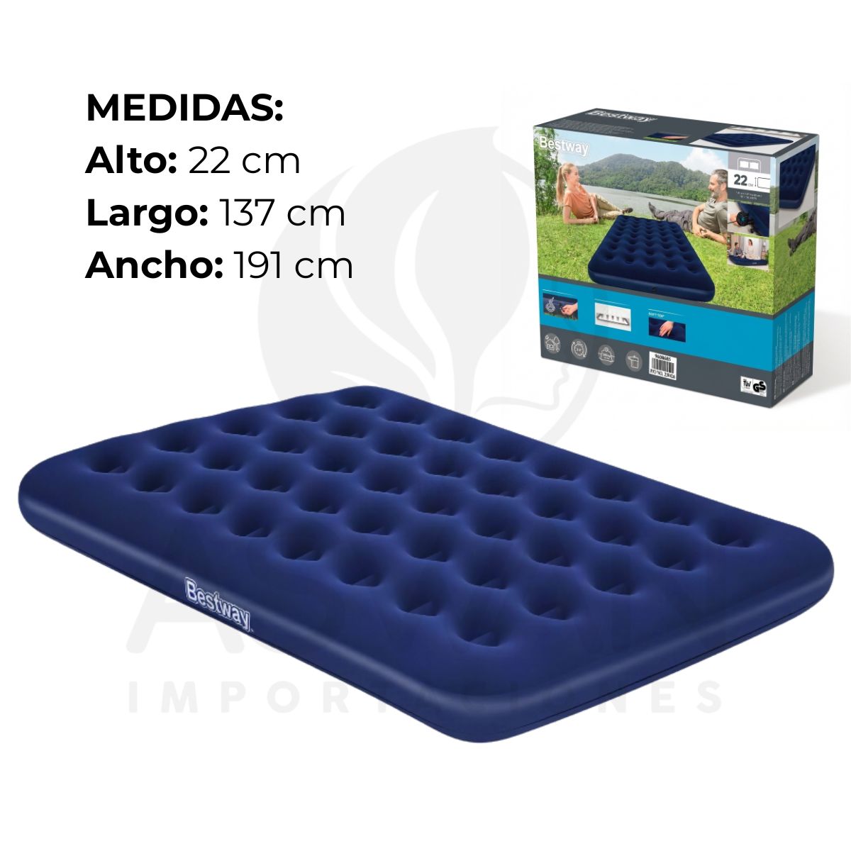 GENERICO - Colchón Inflable 2 Plazas - BESTWAY