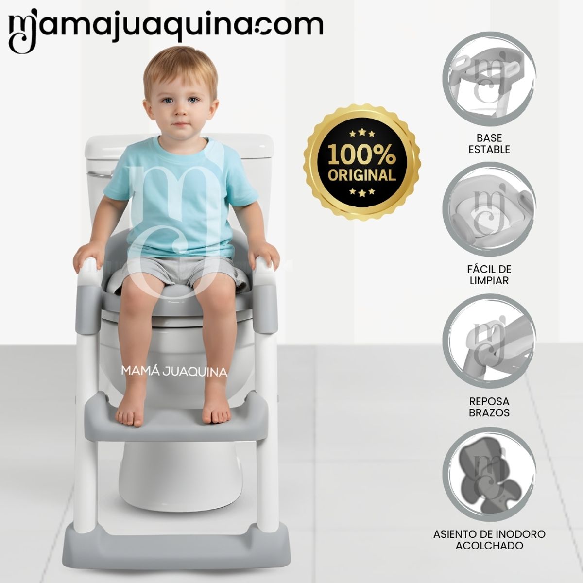 Baby - Escalera de Baño para Niños «SUZ» con Acolchado Gray
