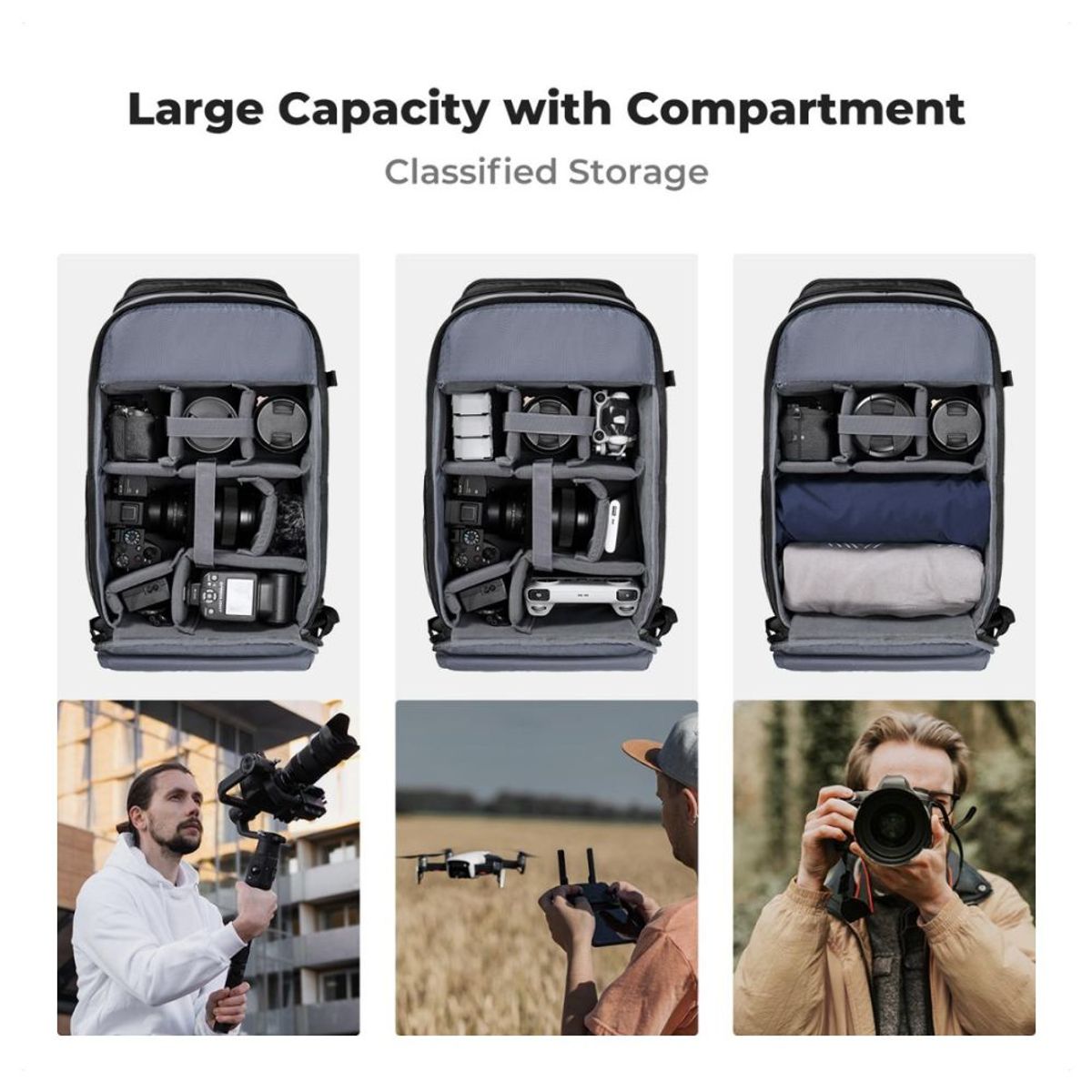 K&F CONCEPT - Mochila Fotográfica K&F Concept 13.180 Impermeable de 25L