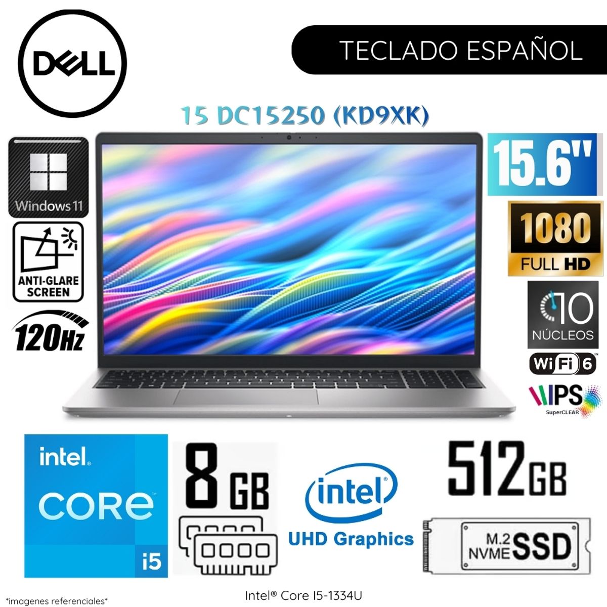 DELL - Laptop Dell 15 DC15250 Intel Core i5-1354U 8GB RAM 512GB SSD 15.6"  FHD 120Hz