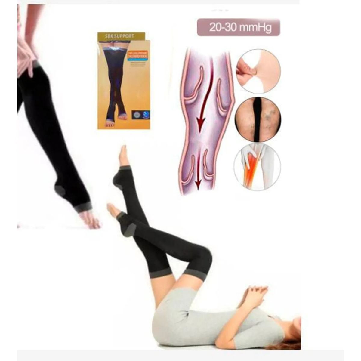 GENERICO - Medias de Compresión Graduada 2030 mmHg Largas para Piernas  Uso Diario y Deportivo