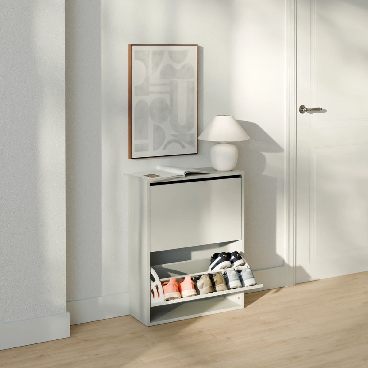Zapatera con Corte para Zócalo Masiel 2 Puertas Gris R&R MUEBLES, marca R&R MUEBLES - Foto Principal