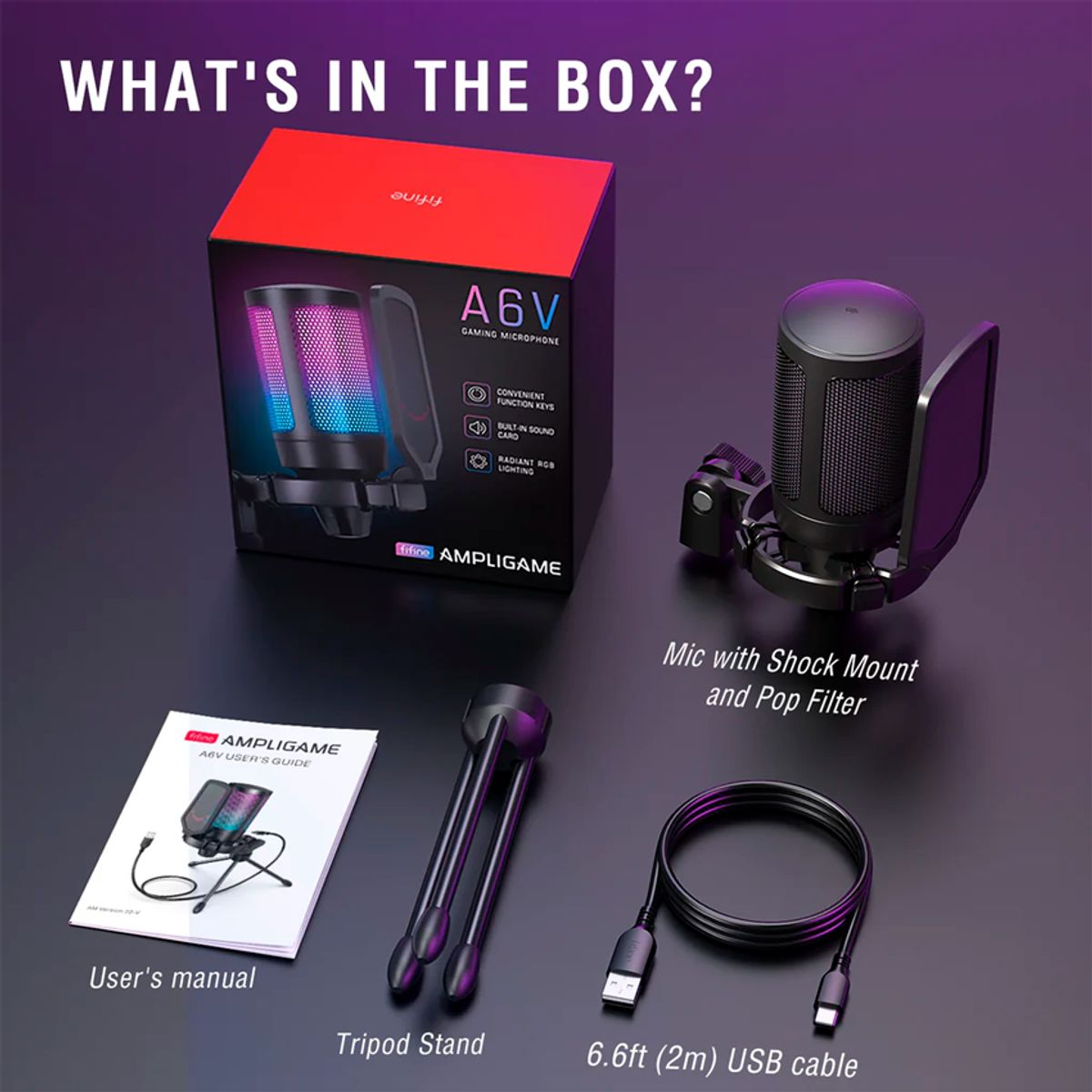 FIFINE - Micrófono Fifine Ampligame A6v Rgb Usb Cardioide - Black Color Negro