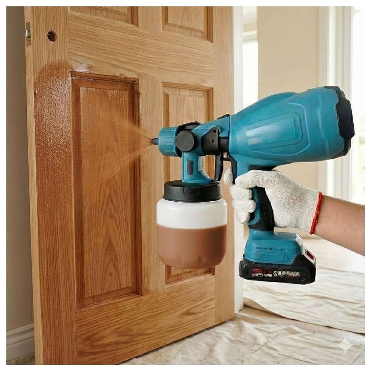 SEISA - Pistola De Pintar Inalámbrica Bateria 48V Compresor Pulverizador de Pintura